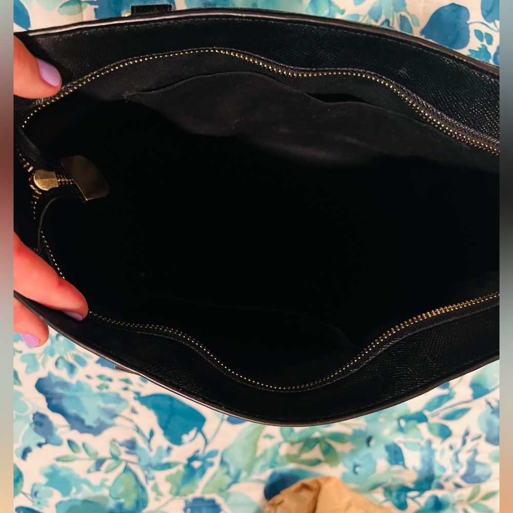 Coach Purse! Full size! Lots of pockets! Gorgeous black with gold grommet detail - Picture 4 of 5